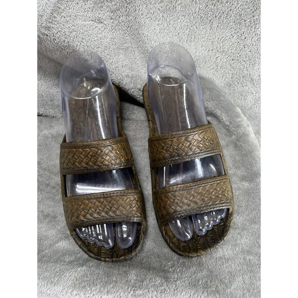 Pali Hawaii Shoes - Pali Hawaii Women's Sandals Size 6  Slide Rubber Slip On Classic Brown Surfer